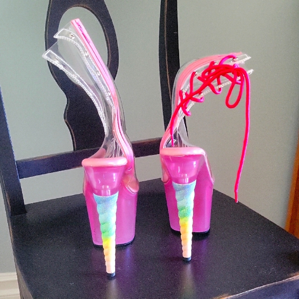 SOLD Pleaser Unicorn Open-toe Clear Booties Size 11